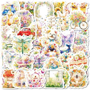 Retro Flower World Stickers for Scrapbooking