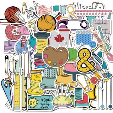 Cartoon Sewing Machine Graffiti Stickers for Helmet, Wall, DIY Decoration