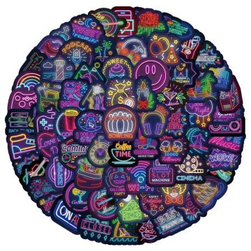 Cute Neon Light Cartoon Graffiti Stickers for Laptop, Scrapbook, Luggage, Car, Phone