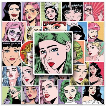 Retro Pop Style Anime Girl Stickers