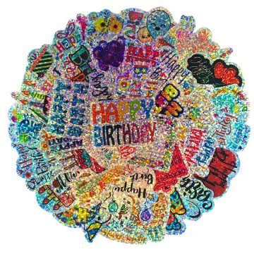 Laser Happy Birthday Stickers - Waterproof Gift & Skateboard Set