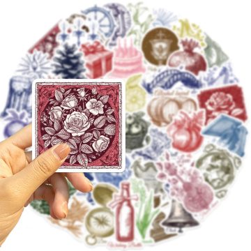 Vintage Line Cartoon Stickers - DIY Waterproof Wall Decals for Skateboard Bottle