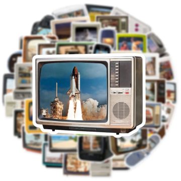 Retro TV Computer Cartoon Stickers for Guitar Scrapbook