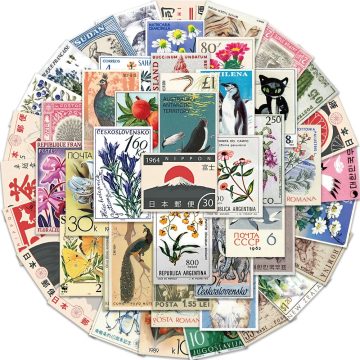 Vintage Global Postal Stamp Sticker Collection