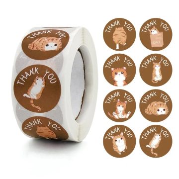 Thank You Cartoon Stickers for Kids Gift Wrapping and Labels