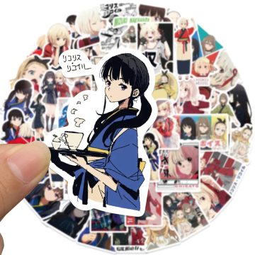 Lycoris Recoil Anime Sticker Set - Cute Girl Cartoon Decals for Laptop Guitar Decor
