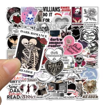 Dark Romance Reader Skull Reading Stickers - Aesthetic Graffiti Decals for Luggage Skateboard Notebook