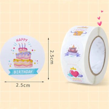 Happy Birthday Cake Stickers Creative Cartoon Party Decorations and Gift Envelope Seals