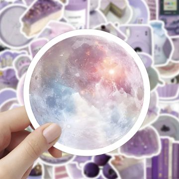 Instagram Purple Cartoon Stickers - Korean Aesthetic Decals for Wall & Guitar