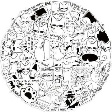 Cute Funny Cat Meme Minimalist Stickers for Fridge Laptop Luggage Bike