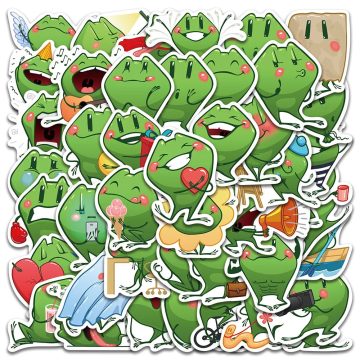 Cute Cartoon Frog Stickers - Waterproof Laptop & Phone Decor