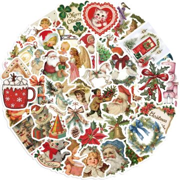 Vintage Santa Claus Cartoon Christmas Stickers for Laptop Snowboard