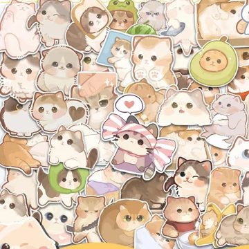 Kawaii Cat PVC Cartoon Stickers - Aesthetic Decals for Stationery, Guitar, Children