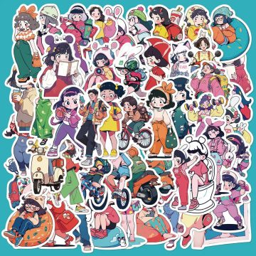 Anime Girl Stickers DIY Decorative Cartoon Decals for Helmet and Desktop