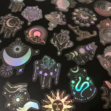 Transparent Boho Style Stickers Waterproof PET Vinyl Decals with Moon and Sun Designs