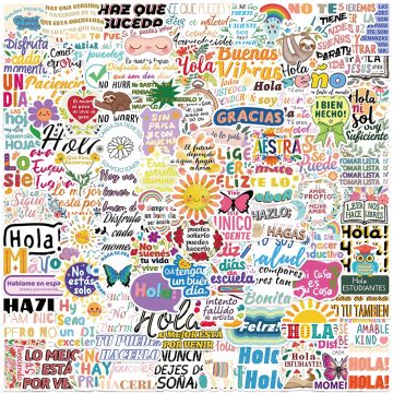 Funny Cartoon Spanish-inspired Motivational Phrases Stickers