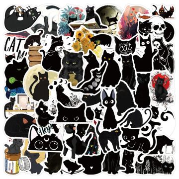 Black Cat Cartoon Stickers - Waterproof Decals for Guitar & Luggage
