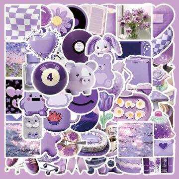 Cute Purple Inspired Style Cartoon Graffiti Stickers - DIY for Notebook Phone Skateboard Fridge Guitar Car