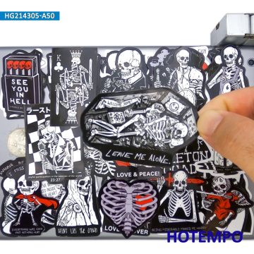 Skeleton Slogan Stickers for Journals and Skateboards