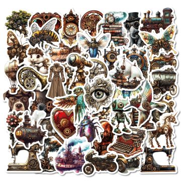 Steampunk Metal Stickers - Retro Industrial Graffiti Decals for Car Laptop