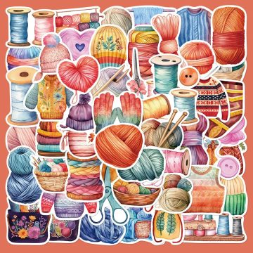 Cartoon Knitwear Graffiti Stickers for Helmet, Wall, DIY Decoration
