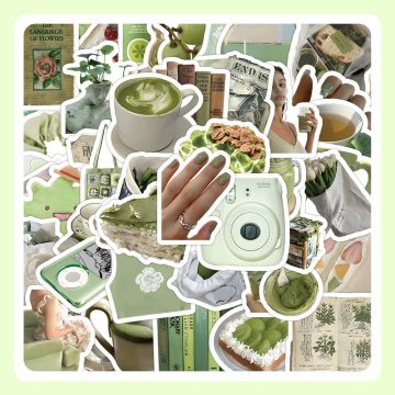 Green Aesthetic Stickers - Minimalist Instagram Decals for Phone & Scrapbook