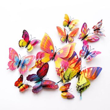 3D Butterfly Wall Stickers Double Layer Magnetic Fridge Decor
