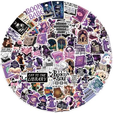 Witch Book Lover Stickers - Gothic Reading Decals for Phone Diary