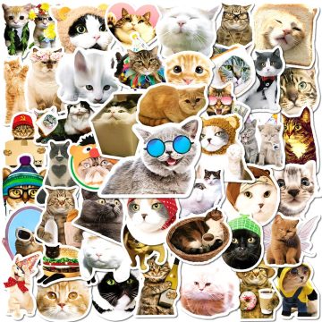 Cute Cat Cartoon Stickers Toys Graffiti Decoration for Kids DIY Phone Notebook Laptop Fridge Car