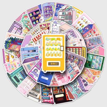 Cartoon Waterproof Vinyl Stickers for Vending Machines, Skateboards, Snowboards, Home Decor