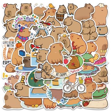 Cute Cartoon Capybara Stickers for Kids Gifts on Laptop, Luggage, Phone, Notebook, Waterproof Graffiti Bicycle Decals