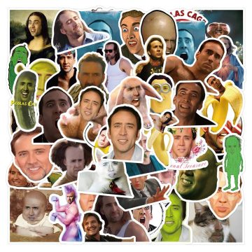 Nicolas Cage Meme Cartoon Stickers - Waterproof Decals for Notebook Bike Phone