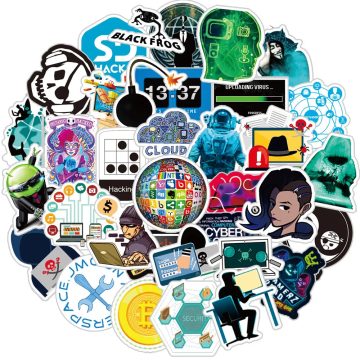 Hacker Code Stickers - Waterproof Laptop Computer Helmet Cartoon Decals