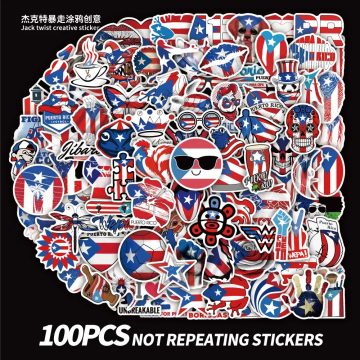 Puerto Rico National Flag Stickers For Suitcase Skateboard Guitar Laptop
