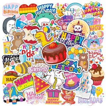 Birthday Graffiti Stickers for Wall and Desktop Decoration