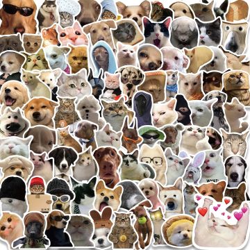 Cute Cat Dog Funny Meme Pet Decals for Laptop, Phone, Luggage, Bottle, Car, Scrapbook