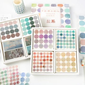 Watercolor Polka Dot Journaling Stickers Scrapbooking DIY Labeling Stationery