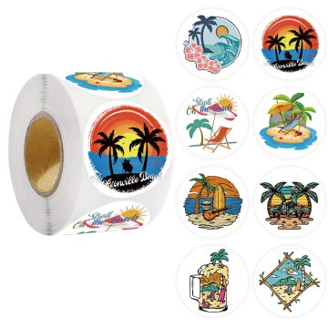 Summer Cartoon Beach & Mushroom Sticker Roll