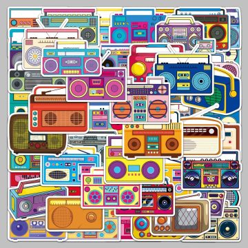 Cartoon Classic Radio Stickers for Helmet, Wall, DIY Decor