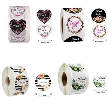 Floral Thank You Stickers for Gift Wrapping and Stationery