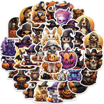 Horror Witchy Cat Cartoon Stickers for Skateboard Motorcycle Halloween