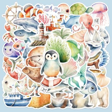 Cute Cartoon Animal Watercolor Stickers for Helmet, Wall, DIY Decor