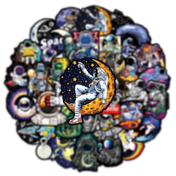 Astronaut Space Graffiti Stickers - Cartoon PVC Waterproof Decals for Kids