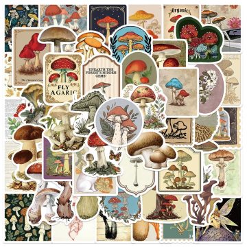 Mushroom Cottagecore Label Stickers for Skateboard Laptop
