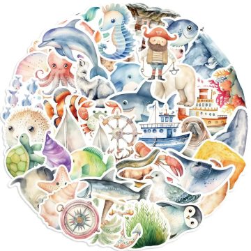 Marine Sea Animal Cartoon Ocean Life Stickers for Fridge Laptop