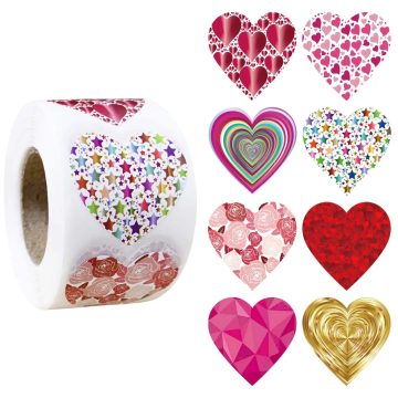 Valentine's Day Heart Stickers for Gift Wrapping and Party Decor