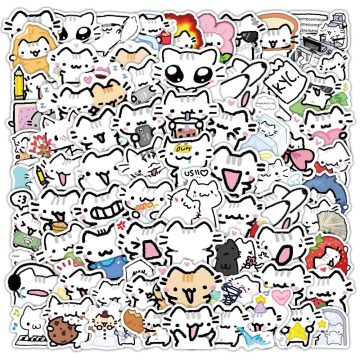 Pokky Cat Kawaii Stickers - Animal Meme Decals for Guitar Bike Skateboard