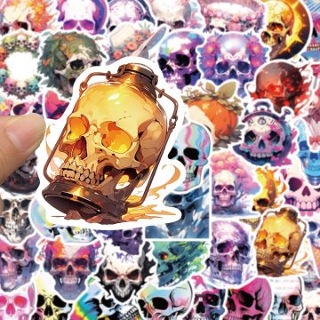 Cute Skull Aesthetic Stickers - PVC Waterproof Decals for Skateboard Laptop Car