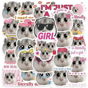 Cute Hamster Meme Stickers for Laptop, Water Bottle, Luggage, Notebook, Phone, Waterproof Graffiti Vinyl Decals