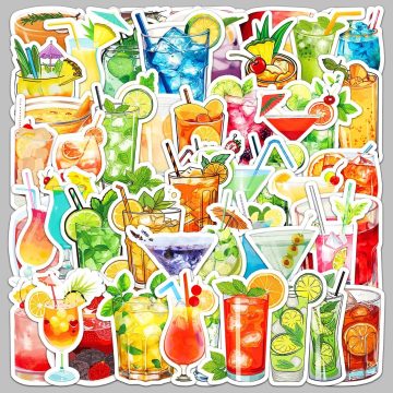 Cartoon Cocktail Stickers for Helmet, Wall, Desktop Decoration